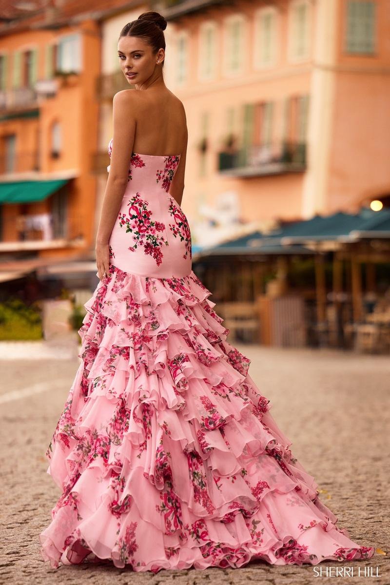 Sherri Hill 57144 Pink Print Prom Dress