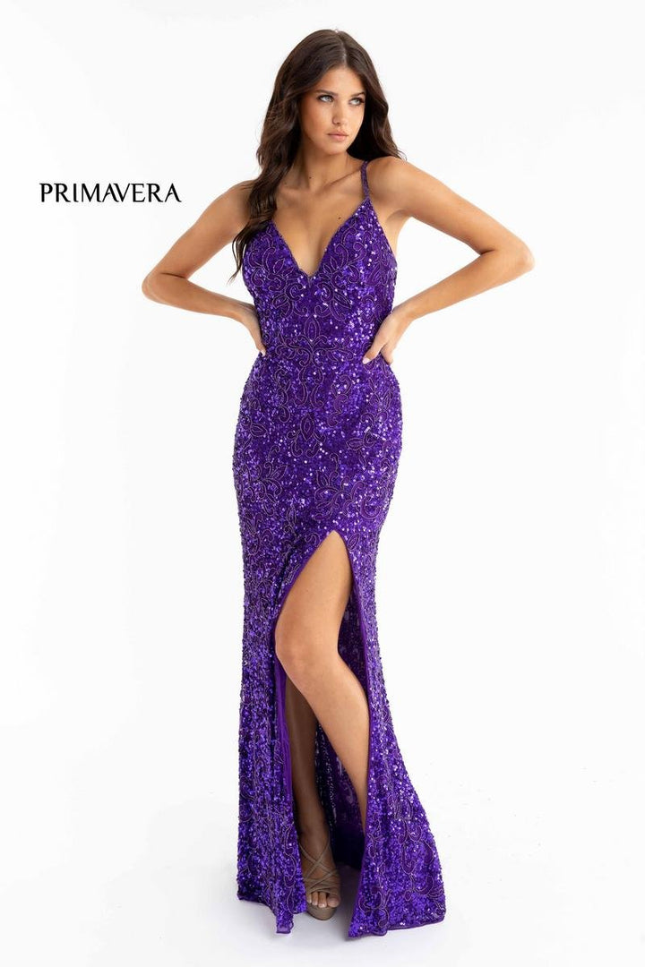 Primavera Couture 3295 Purple Prom Dress