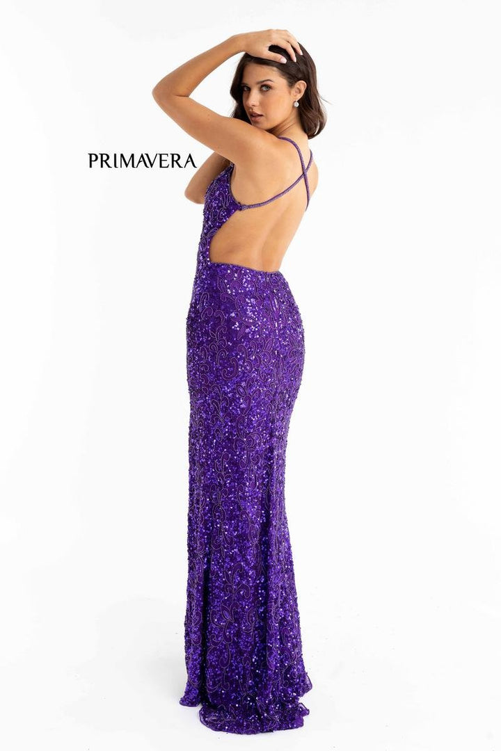 Primavera Couture 3295 Purple Prom Dress
