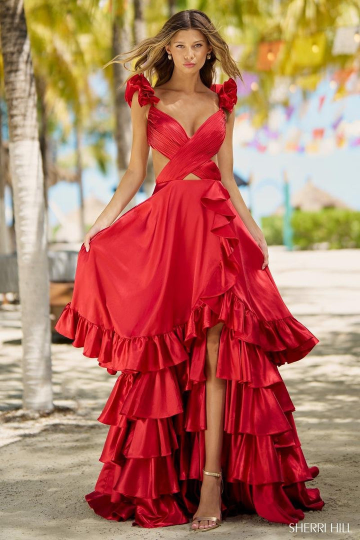 Sherri Hill 56057 Red Prom Dress