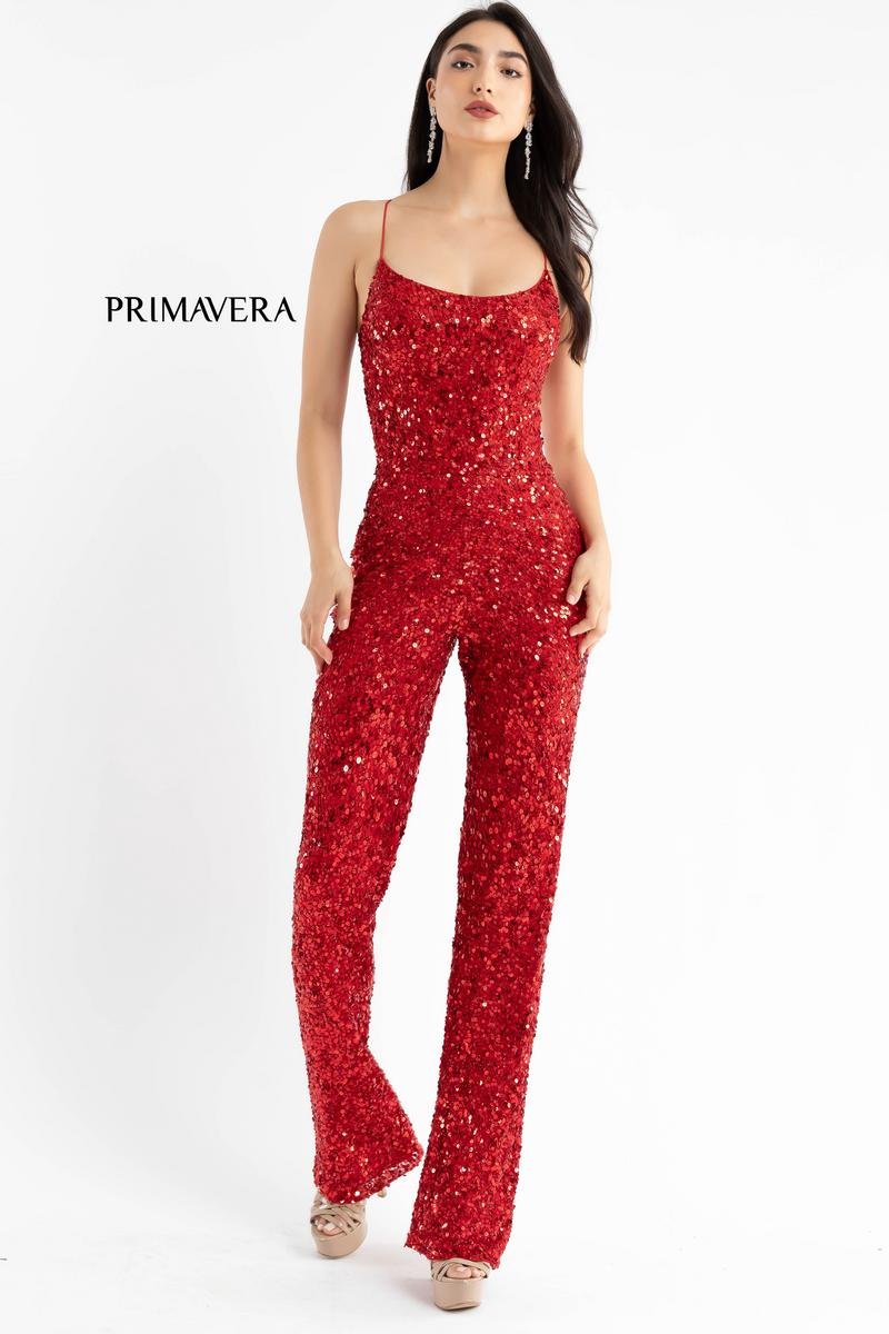 Primavera Couture 3774 Red Prom Dress