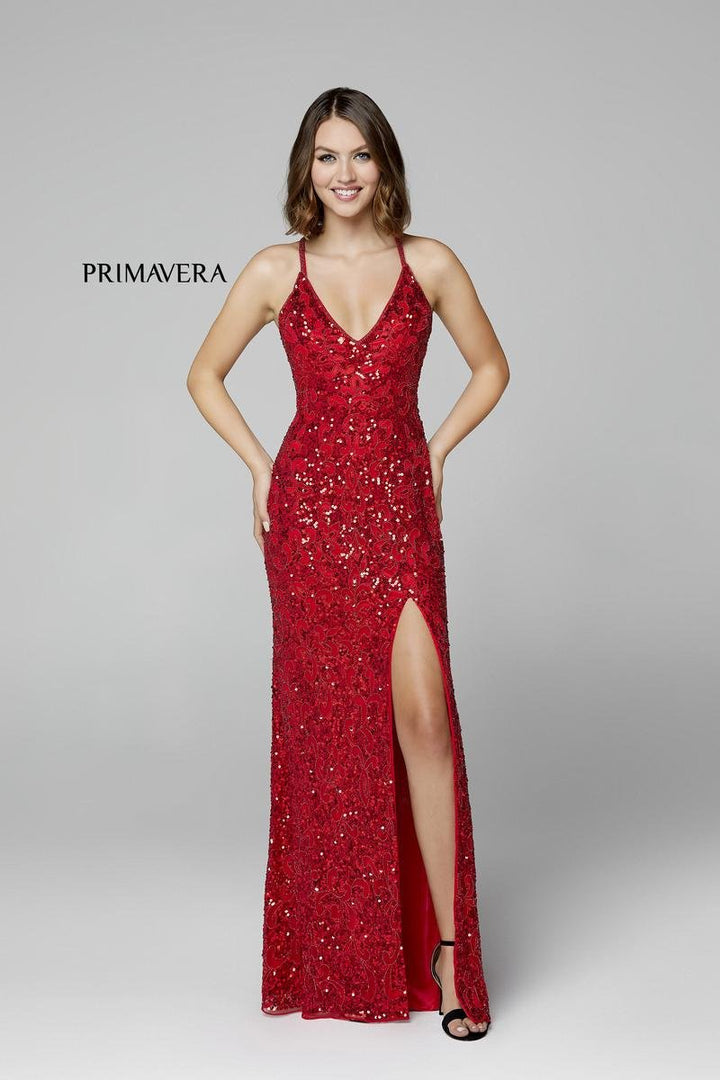Primavera Couture 3295 Red Prom Dress