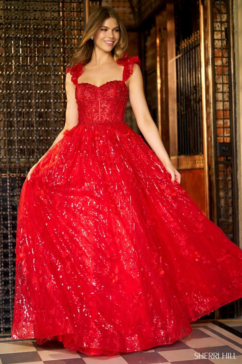 Sherri Hill 56673 Red Prom Dress