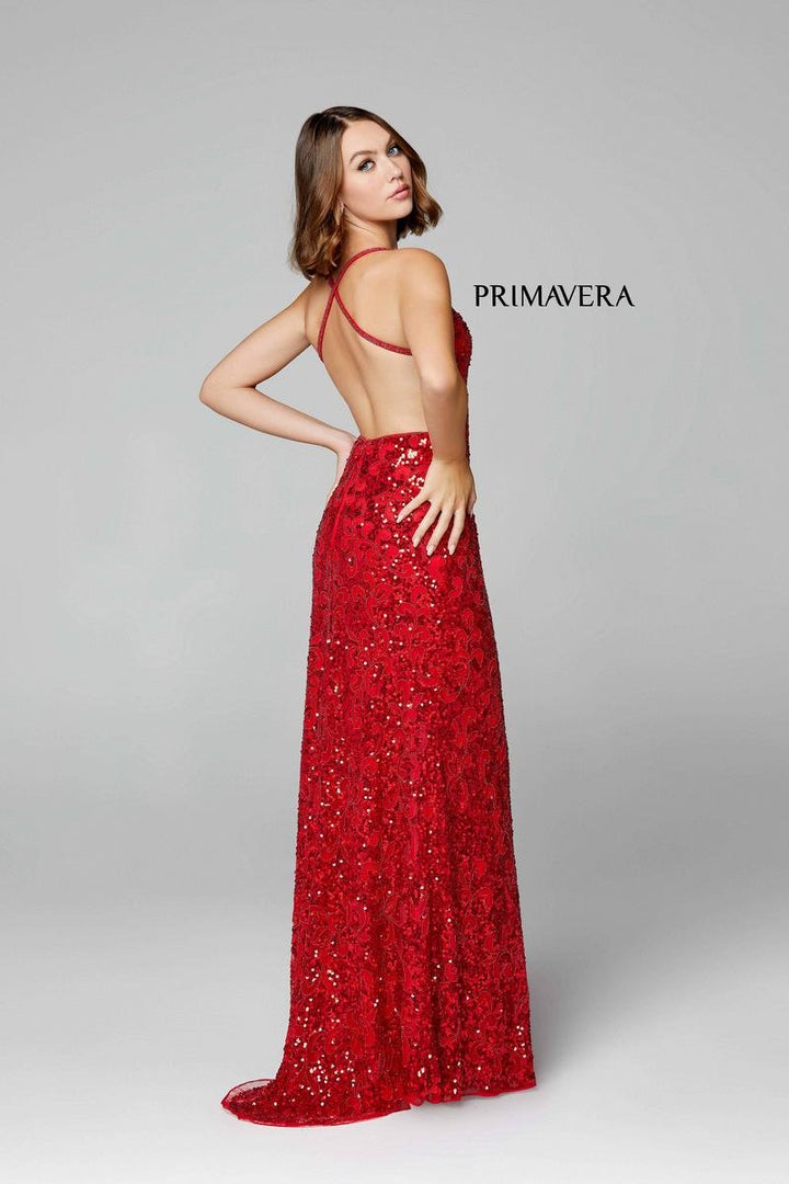 Primavera Couture 3295 Red Prom Dress