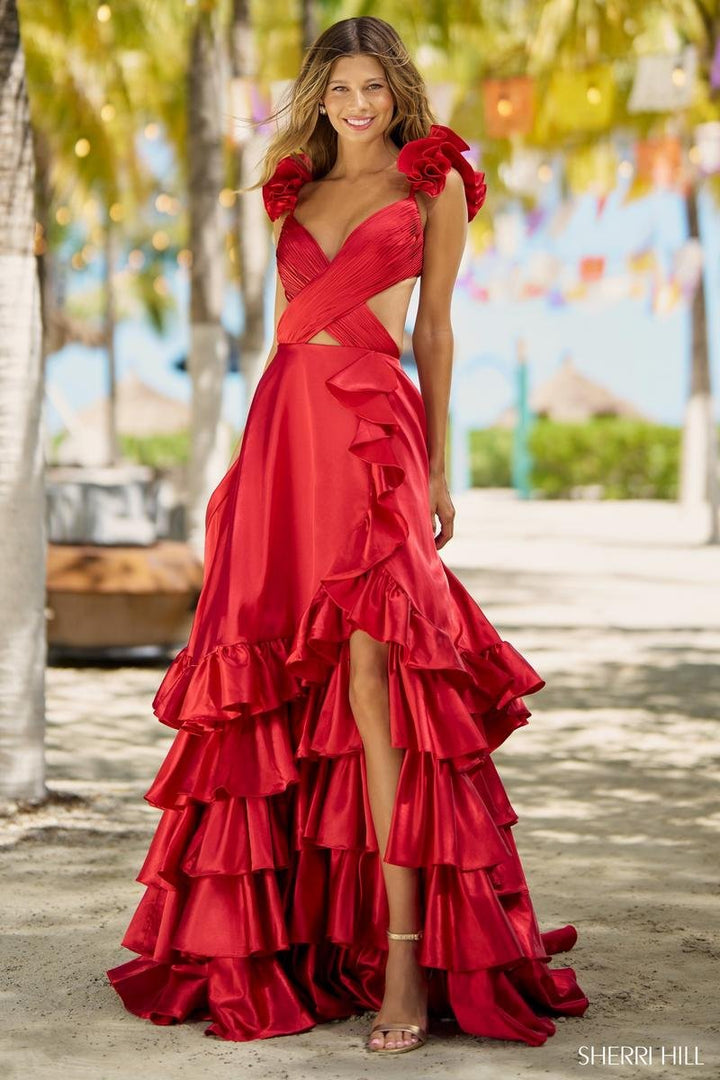 Sherri Hill 56057 Red Prom Dress