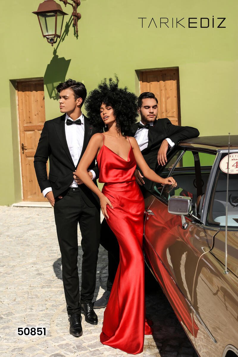 Tarik Ediz 50851 Red Prom Dress
