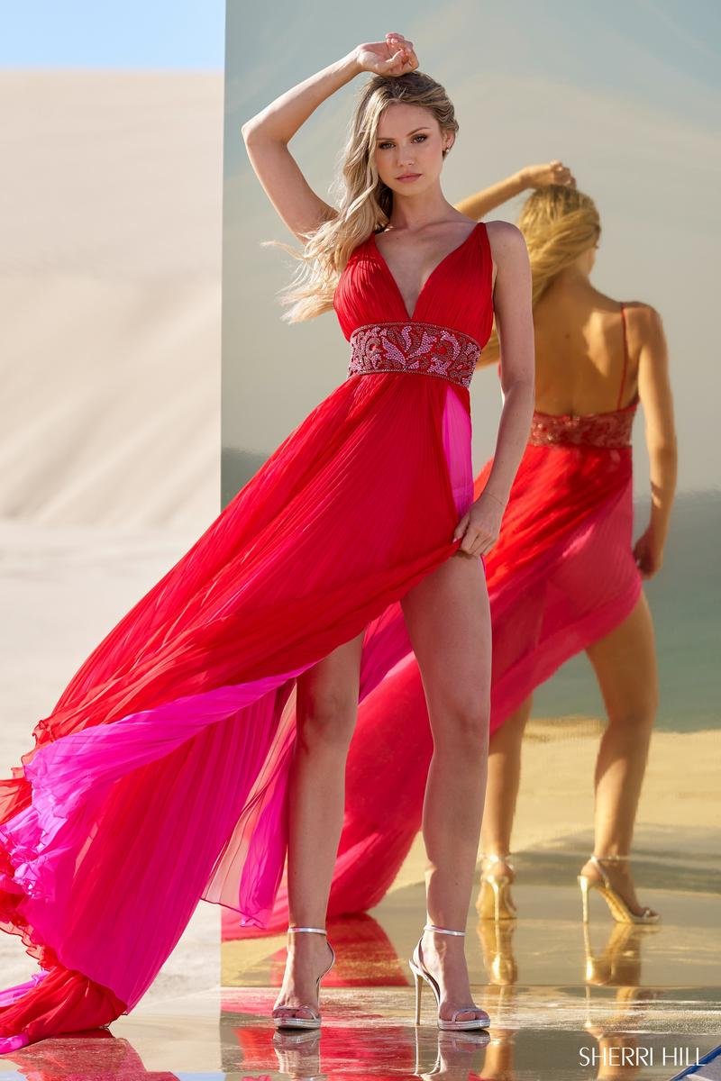 Sherri Hill 56700 Red Fuchsia Prom Dress