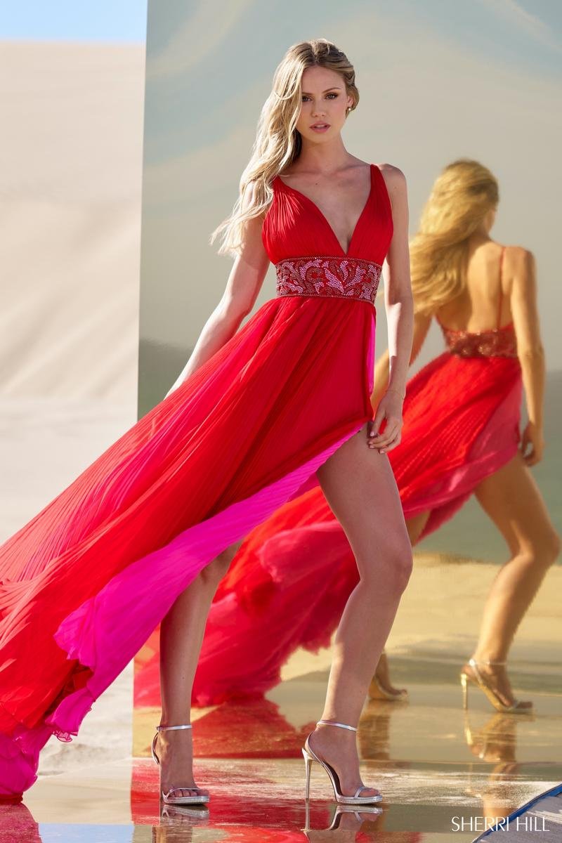 Sherri Hill 56700 Red Fuchsia Prom Dress