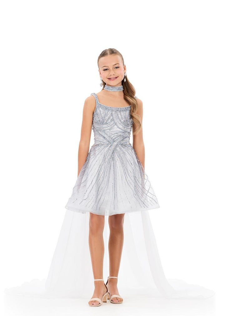 Ashley Lauren 8365 Silver Prom Dress