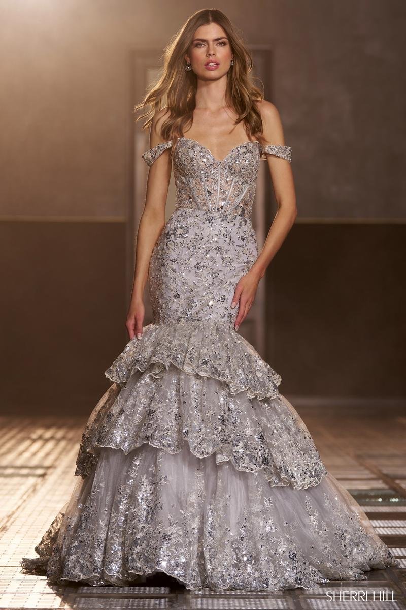 Sherri Hill 56687 Silver Prom Dress