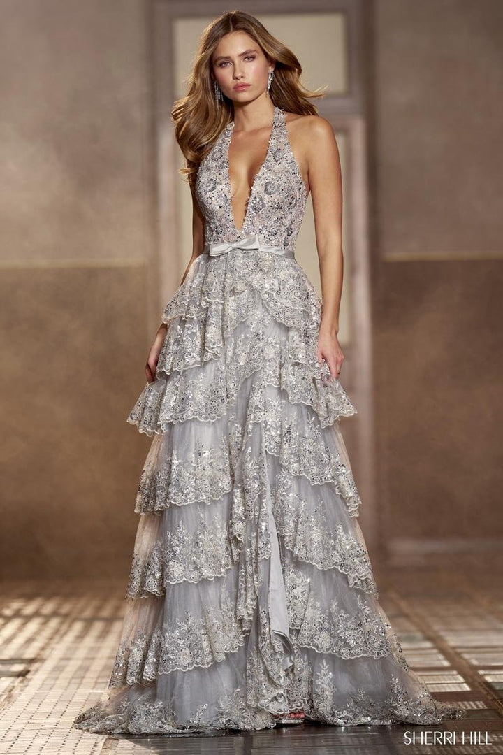 Sherri Hill 56706 Silver Prom Dress