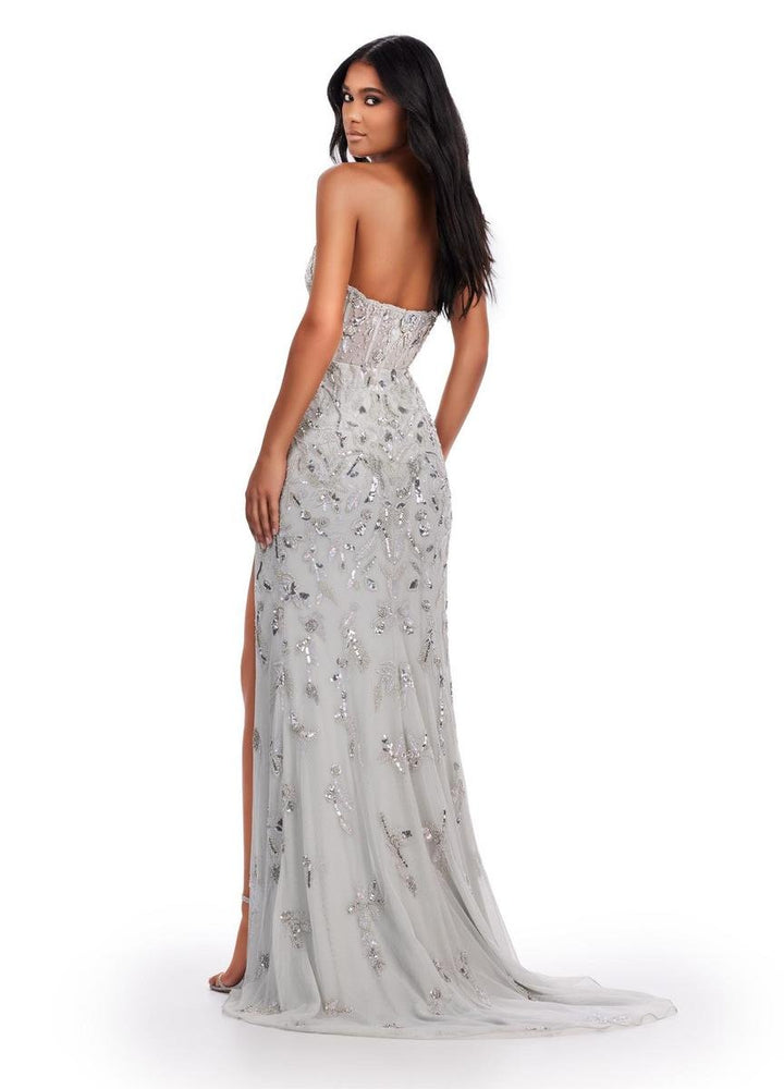 Ashley Lauren 11614 Silver Prom Dress
