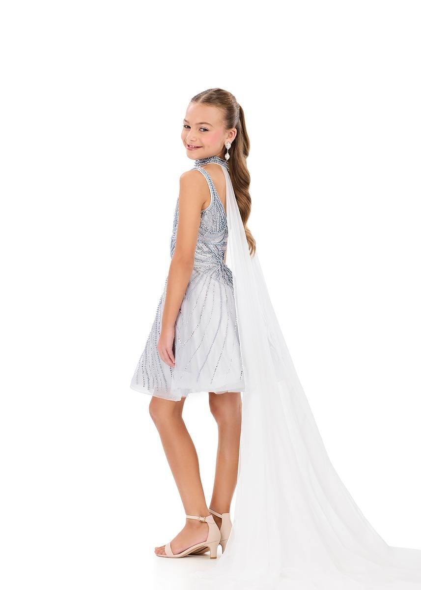 Ashley Lauren 8365 Silver Prom Dress