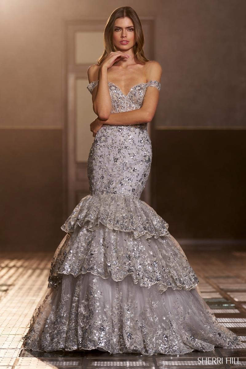Sherri Hill 56687 Silver Prom Dress