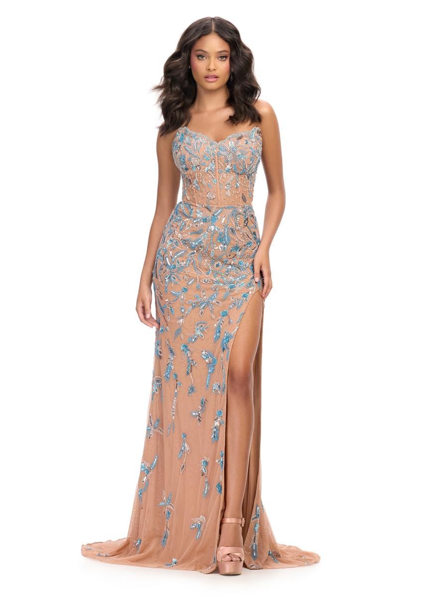 Ashley Lauren 11614 Silver Prom Dress