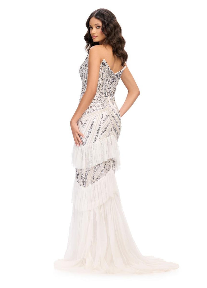 Ashley Lauren 11438 Silver Ivory Prom Dress