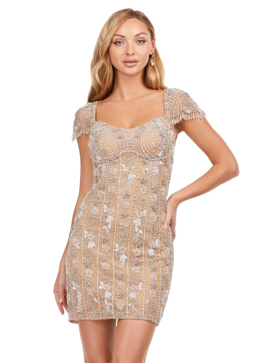 Ashley Lauren 4617 — Silver/Nude