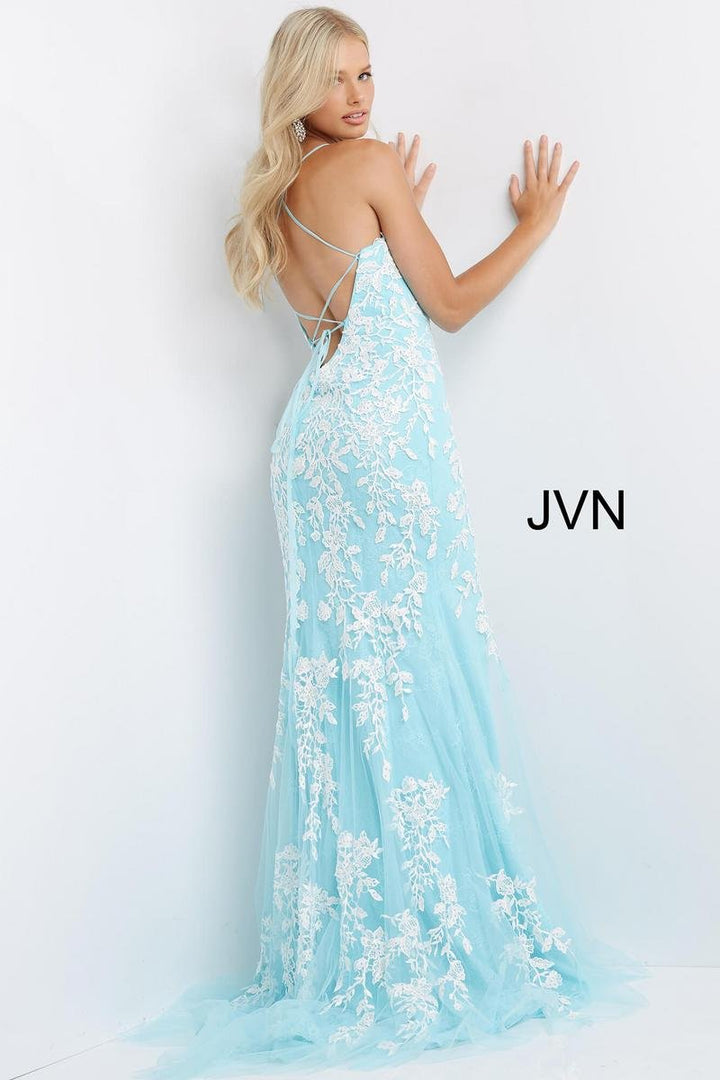 Jovani 06660 — Sky Blue/White