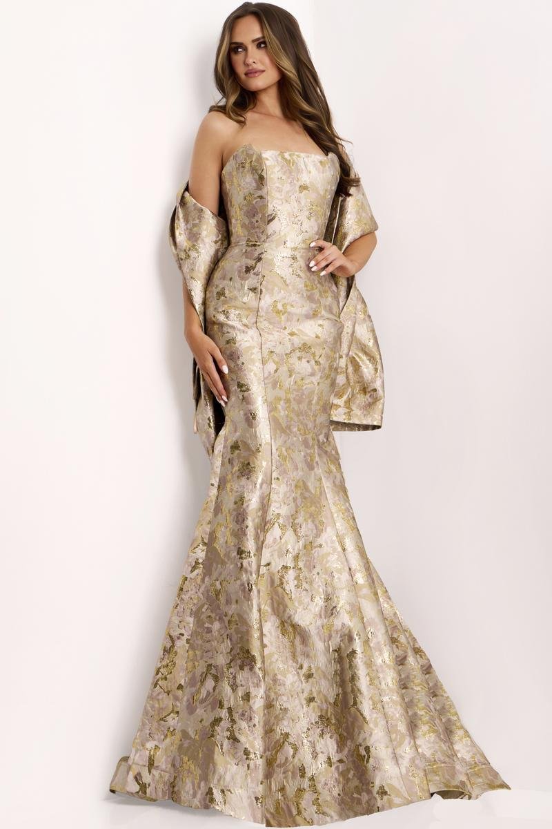 Jovani 41131 Taupe Gold Prom Dress