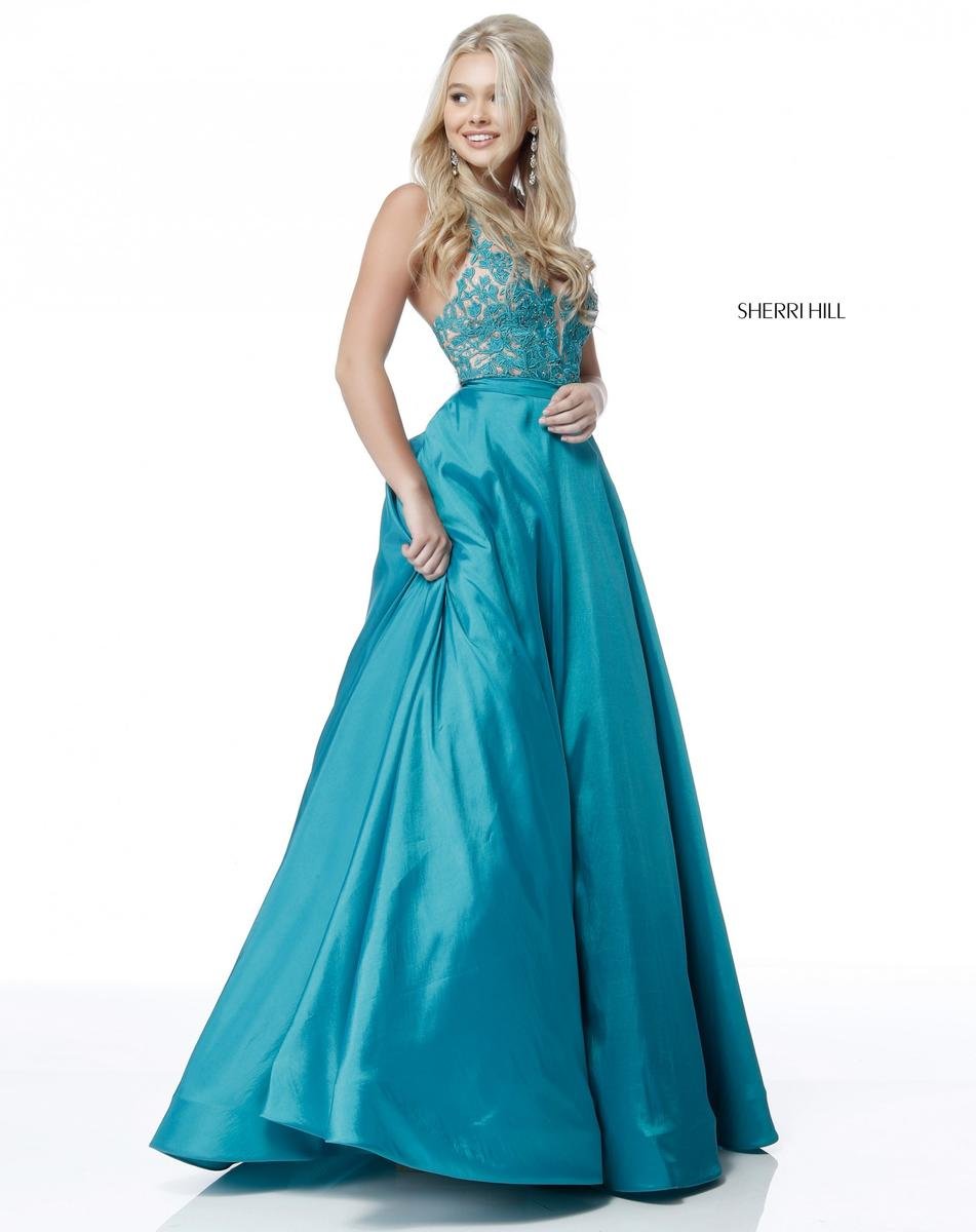 Sherri Hill 51643 Teal Prom Dress