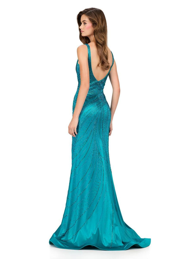 Ashley Lauren 12203 Teal Prom Dress