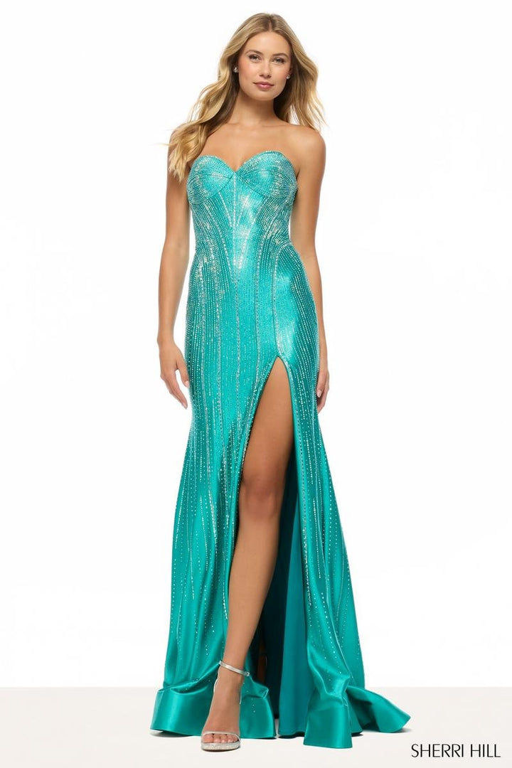 Sherri Hill 57657 Teal Prom Dress