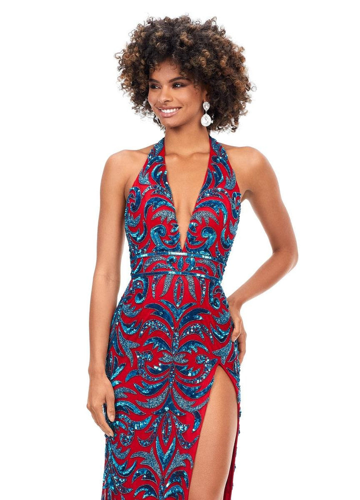 Ashley Lauren 11283 — Turquoise/Red