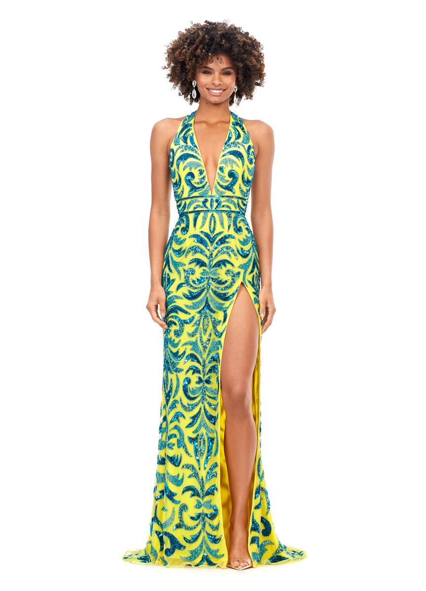 Ashley Lauren 11283 — Turquoise/Yellow