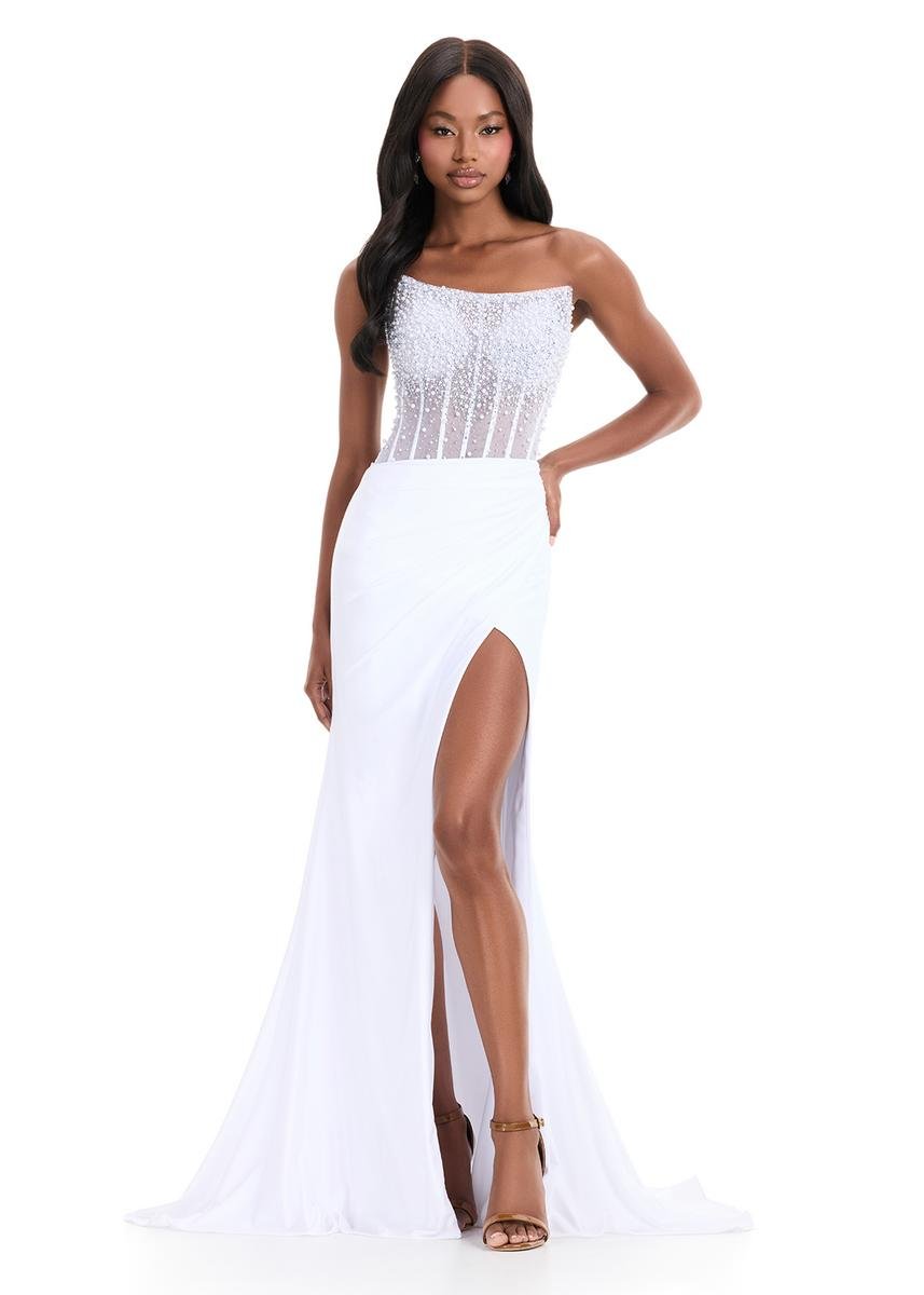 Ashley Lauren 12087 White Prom Dress