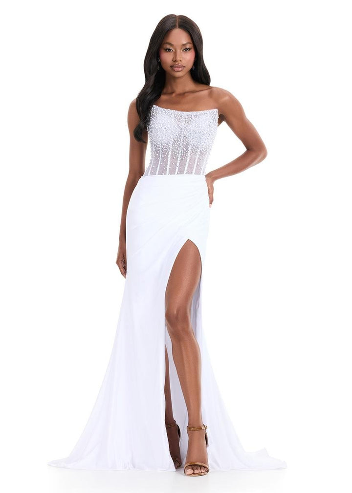 Ashley Lauren 12087 White Prom Dress