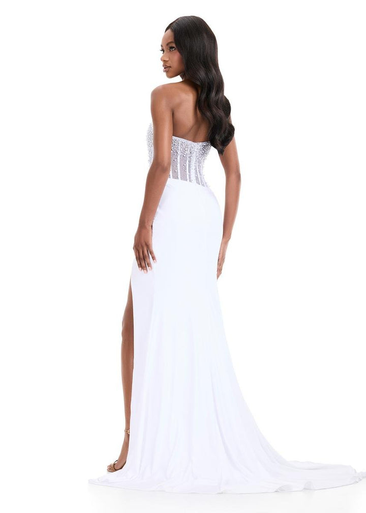 Ashley Lauren 12087 White Prom Dress