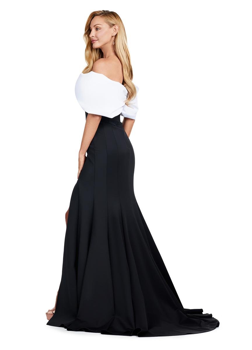 Ashley Lauren 11412 White Black Prom Dress