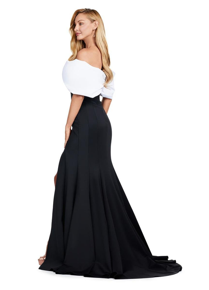 Ashley Lauren 11412 White Black Prom Dress