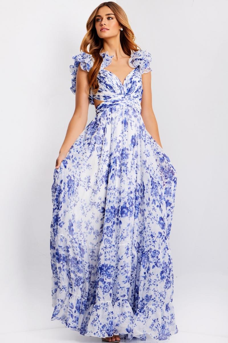 Jovani 49143 — White/Blue