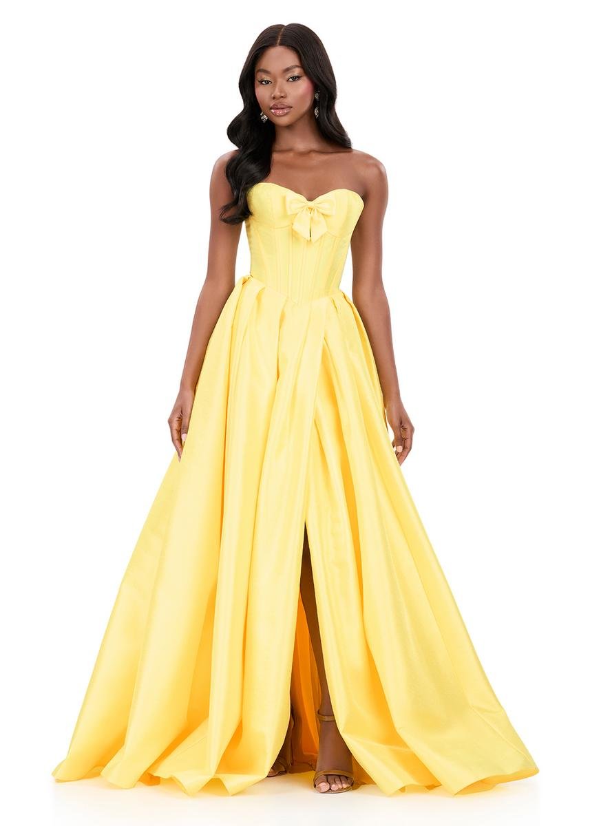 Ashley Lauren 12264 Yellow Prom Dress