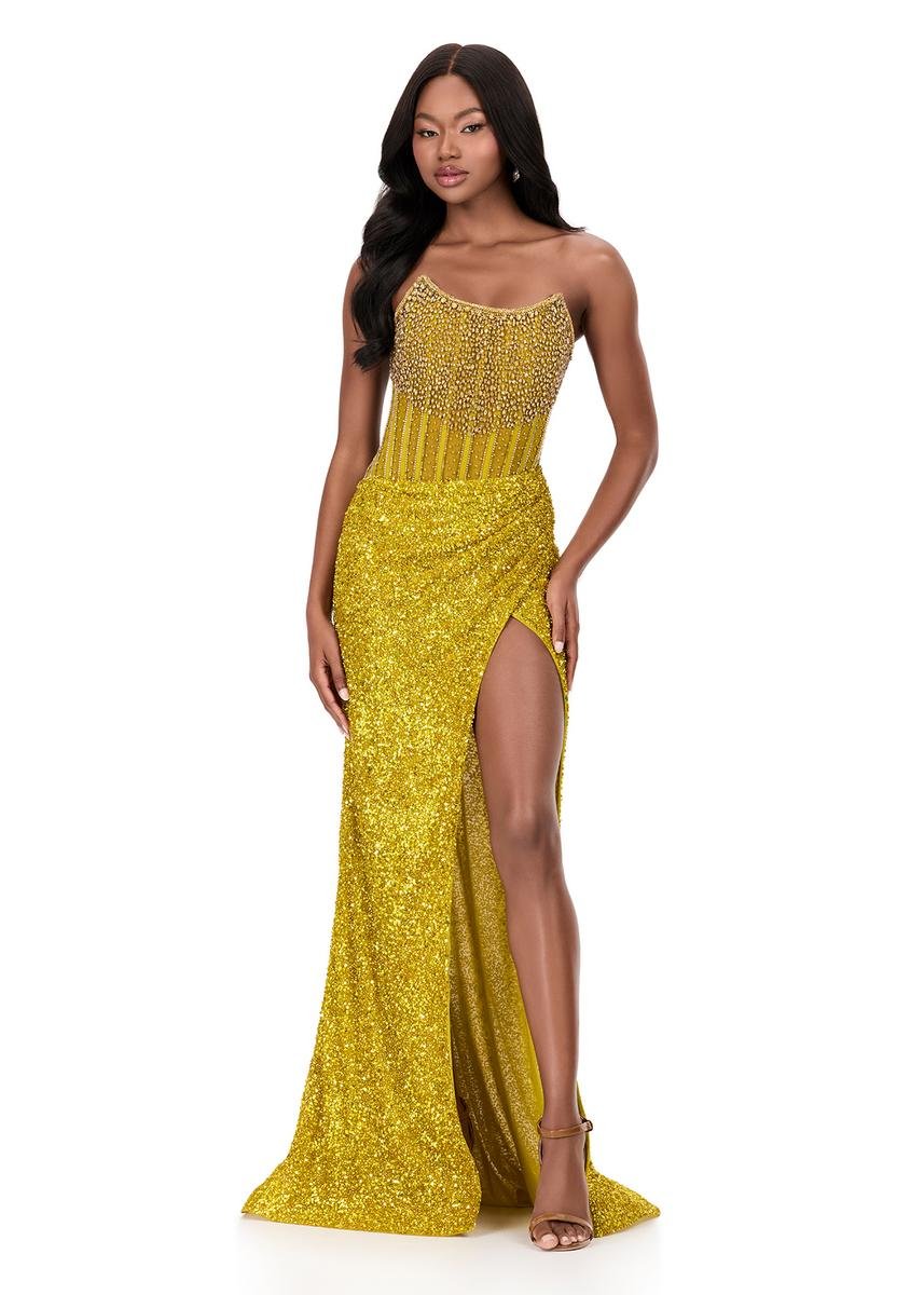 Ashley Lauren 11238 Yellow Prom Dress