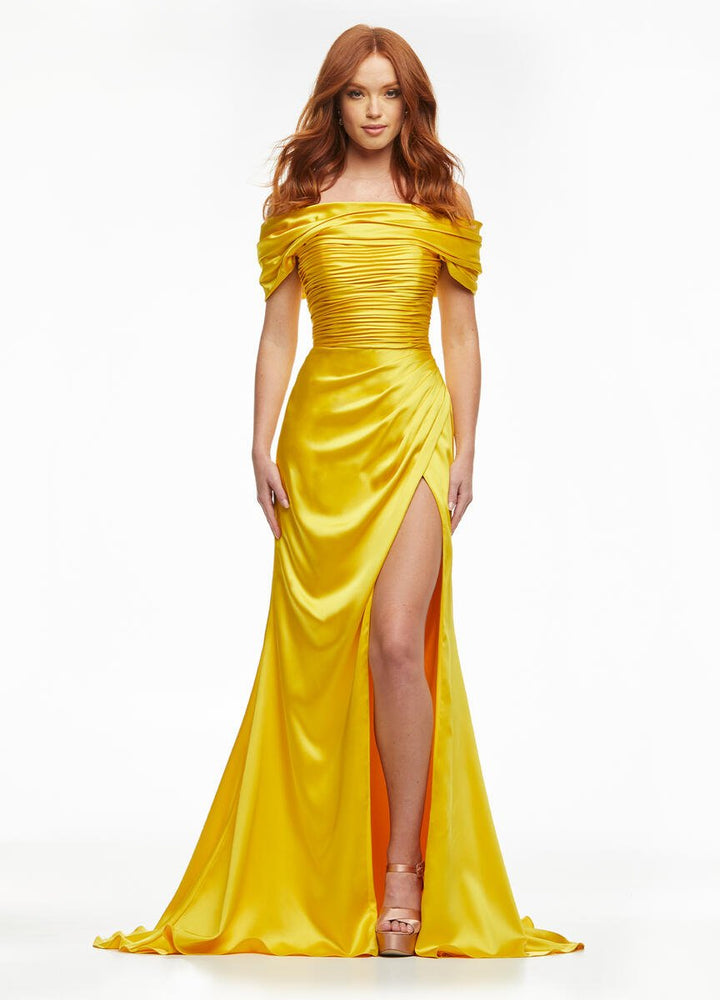 Ashley Lauren 11093 Yellow Prom Dress