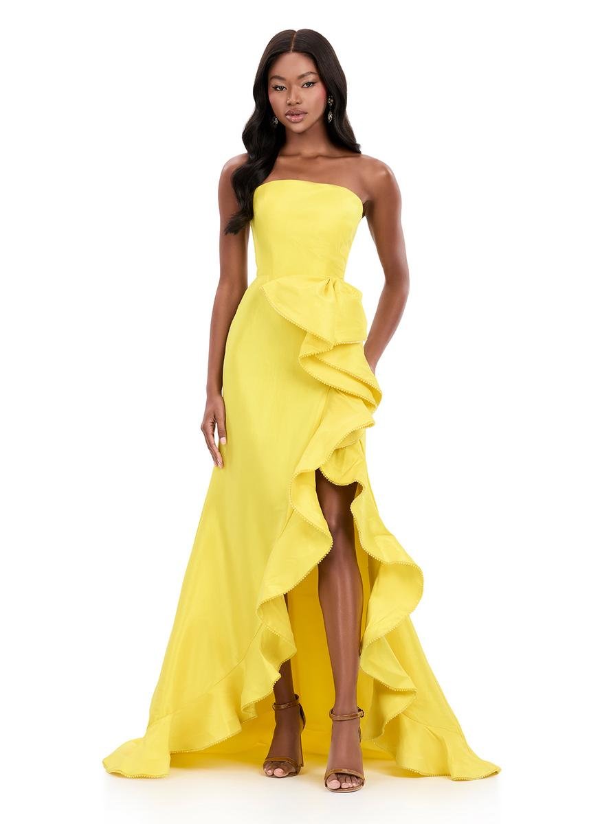 Ashley Lauren 12309 Yellow Prom Dress