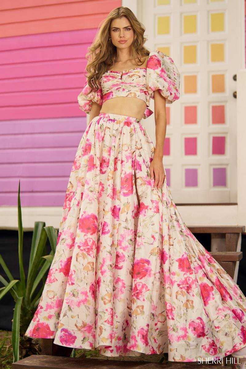 Sherri Hill 56082 Yellow Pink Prom Dress