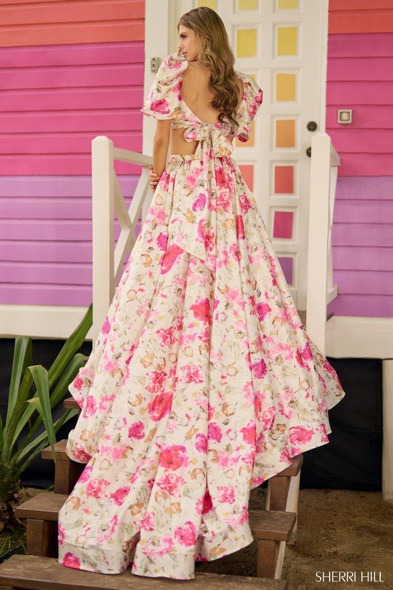 Sherri Hill 56082 Yellow Pink Prom Dress