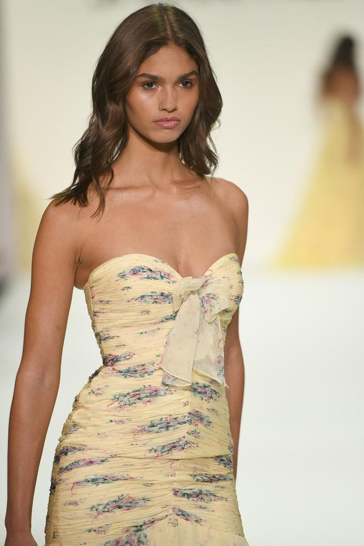 Sherri Hill 57865 Yellow Print Prom Dress