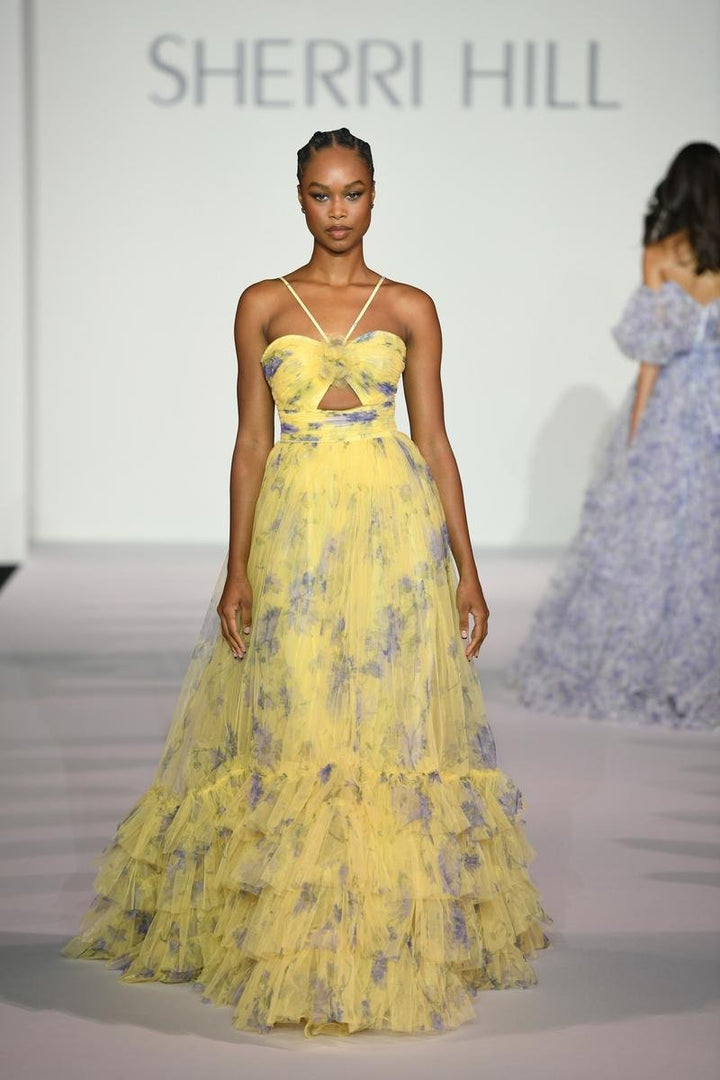 Sherri Hill 56279 Yellow Print Prom Dress