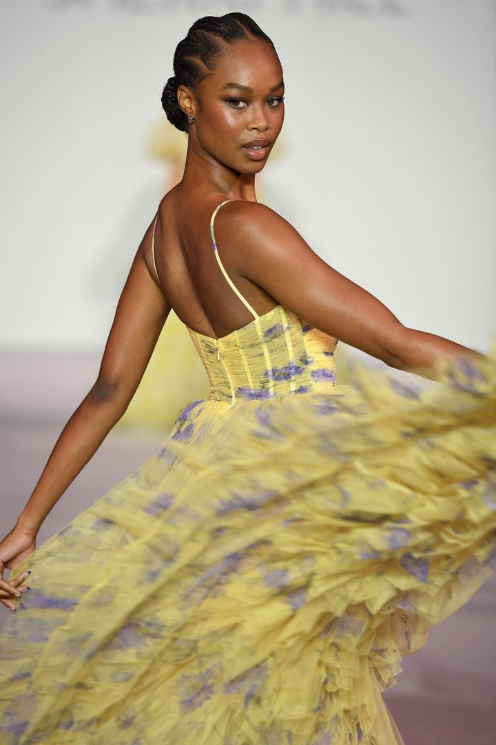 Sherri Hill 56279 Yellow Print Prom Dress