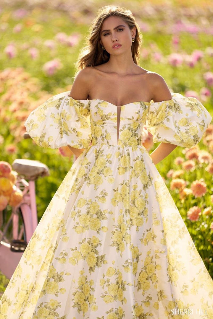 Sherri Hill 56379 Yellow Rose Prom Dress