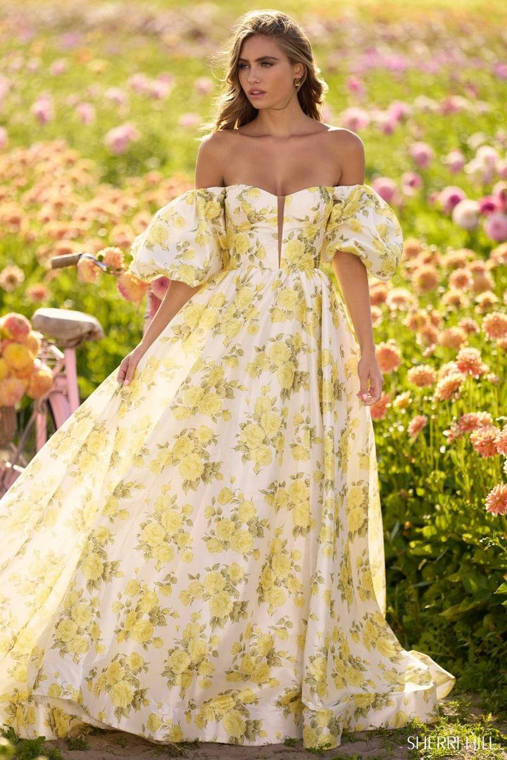 Sherri Hill 56379 Yellow Rose Prom Dress