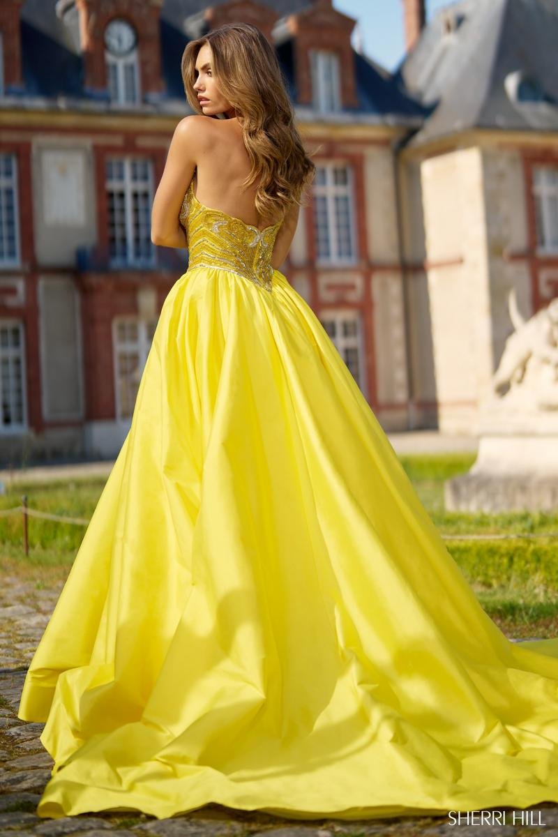 Sherri Hill 67019 Yellow Silver Prom Dress
